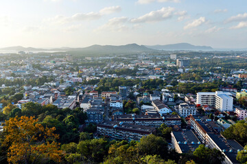 Fototapeta premium Phuket Town City Dusk View Rang Hill Thailand