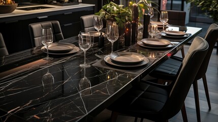Fototapeta premium center black marble table