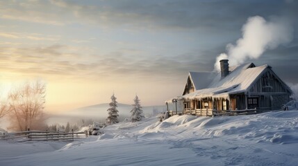 Fototapeta premium wter house in snow