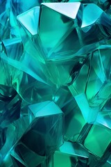 Obraz premium Close-up of teal,faceted crystals, reflecting light. Abstract texture of gemstone-like forms.
