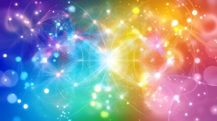 Ethereal Radiance of Starbursts in a Multicolored Cosmic Symphony with Luminous Particles and Energy Flows