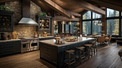 stainless log cabin kitchen