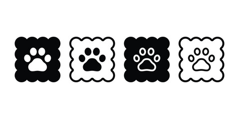 dog paw cat footprint icon square checked cracker vector kitten french bulldog pet cartoon logo symbol character doodle illustration design clip art