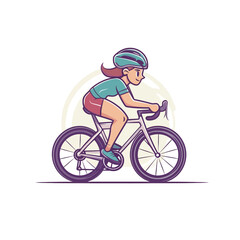 Fototapeta premium Fitness Activities Cycling Vector Illustration, Healthy Lifestyle Concept with Cyclist in Motion, Exercise and Outdoor Sports