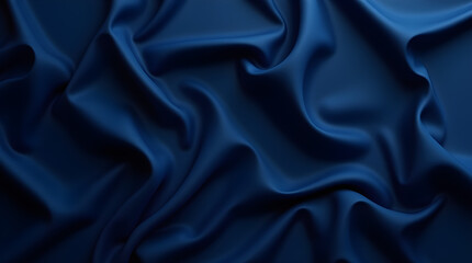 Obraz premium Luxurious Dark Blue Silk Fabric Texture Background | Abstract Satin Material with Smooth Waves and Elegant Drapes | High-Quality Textile for Fashion & Design