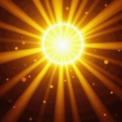 Radiant gold beams emanating from a sunburst on a rich gold background , metallic, gold texture