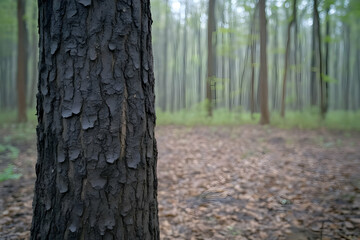 Charred Tree Trunk Forest Background Illustration