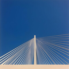 Cable-Stayed Bridge Illustration Against a Blue Sky