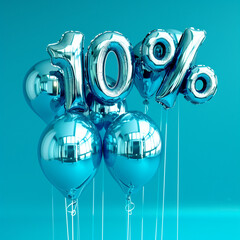 Fototapeta premium Floating metallic blue balloons shaped as 