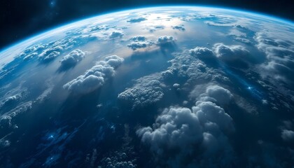 Fototapeta premium Cinematic shot of planet earth globe clouds and space background 8K resolution