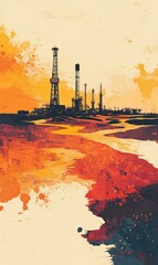 A desert filled with oil rigs owned by billionaires, while workers suffer