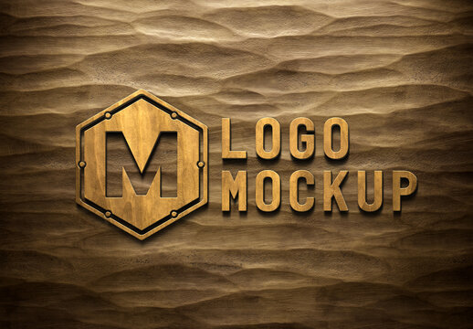 Bronze Logo Mockup On Hand Cast Texture