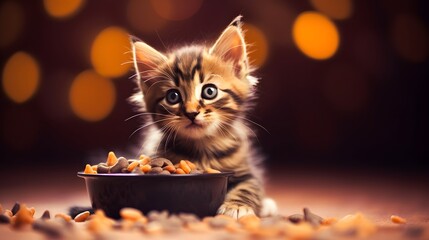 A pampered feline savoring a fresh bowl of pet cuisine captured in a moment of pure culinary delight and indulgence