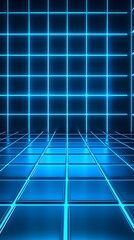 Obraz premium A horizontal neon blue line of squares 
