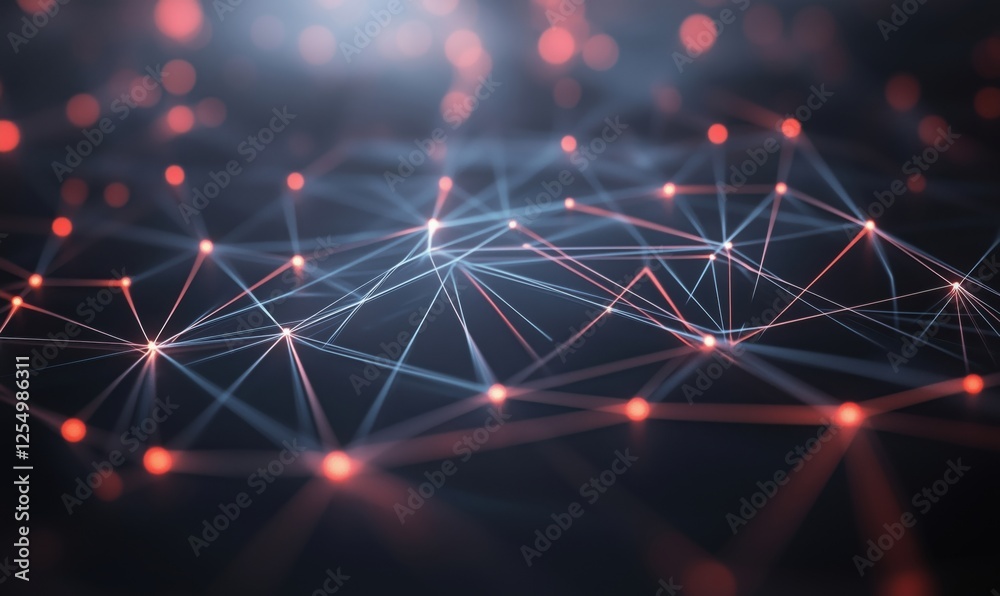 Poster abstract network connections with glowing nodes and lines in dark background