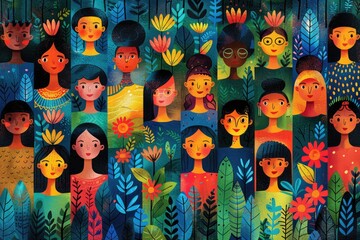 digital art piece of friends from different parts of the world connecting