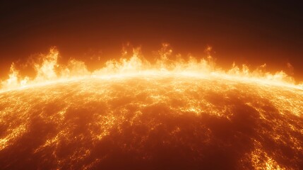Obraz premium Fiery Surface of a Distant Sun Radiating Heat and Light in the Vastness of Outer Space Landscape