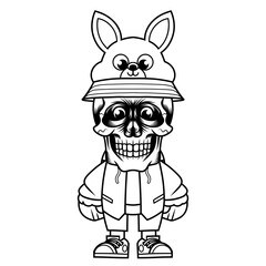Mascot character design cartoon kangaroo hat outline