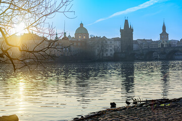 Night, morning very beautiful Prague