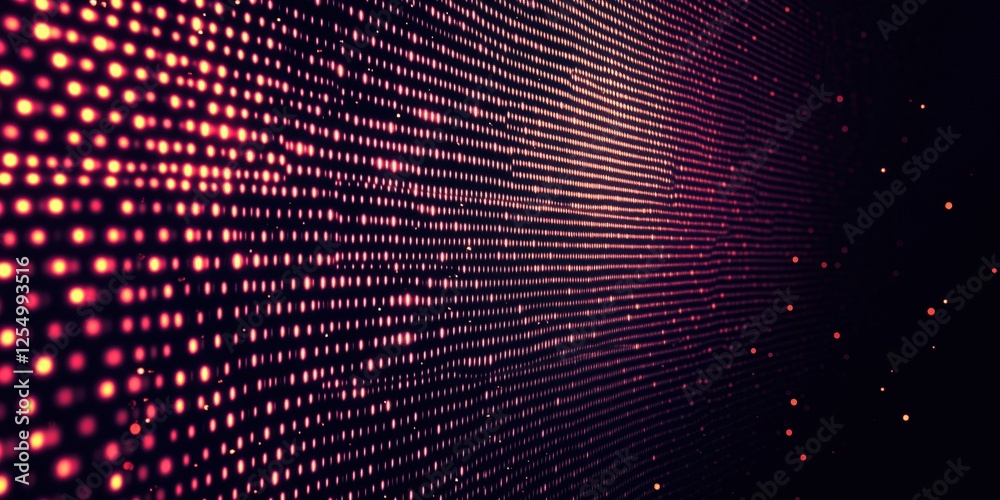 Poster Digital abstract background with glowing dots and vibrant colors creating a mesmerizing pattern