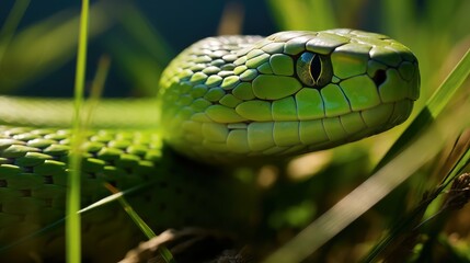 Fototapeta premium grass rough green snake