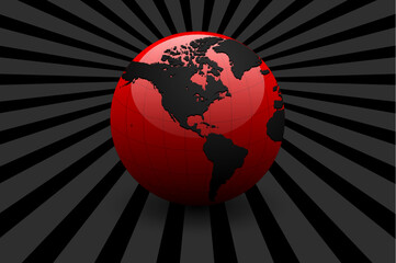 Abstract business background, dark gray with red earth globe.