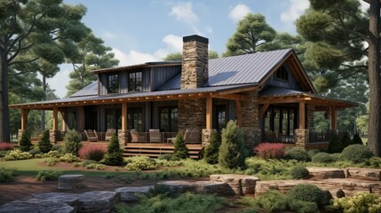 Fototapeta premium cabin house rendering