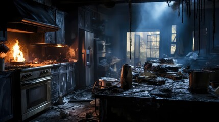 aftermath house fire kitchen