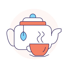 Vector icon for Hot Coffee and Tea. Simple illustration of a cup and pot emitting steam, ideal for cafes or beverage businesses.