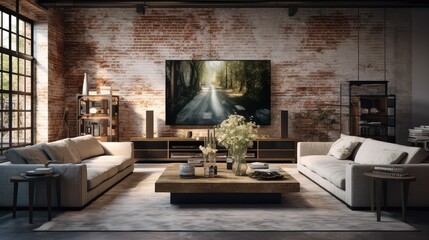 industril tv on a wall