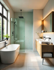 Stilvolles, modernes Badezimmer mit Spa-Atmosphäre