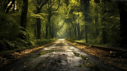 Fototapeta premium trees abandoned road