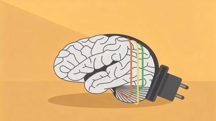 Innovative brain-computer interface event technology hub digital art modern environment close-up view concept of neurotechnology fusion