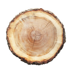 Obraz premium A cut tree trunk showing rings and texture of wood, isolated on a transparent background