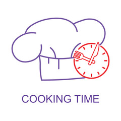 Vector icon for Food Timing. Simple design featuring a clock and kitchenware for timed recipes.