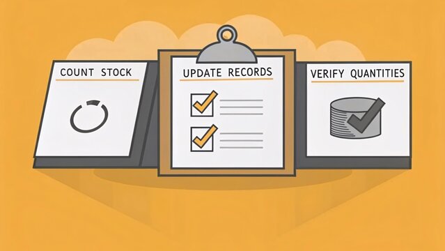 Inventory management process counting stock updating records and verifying quantities in a business environment focusing on efficiency and accuracy