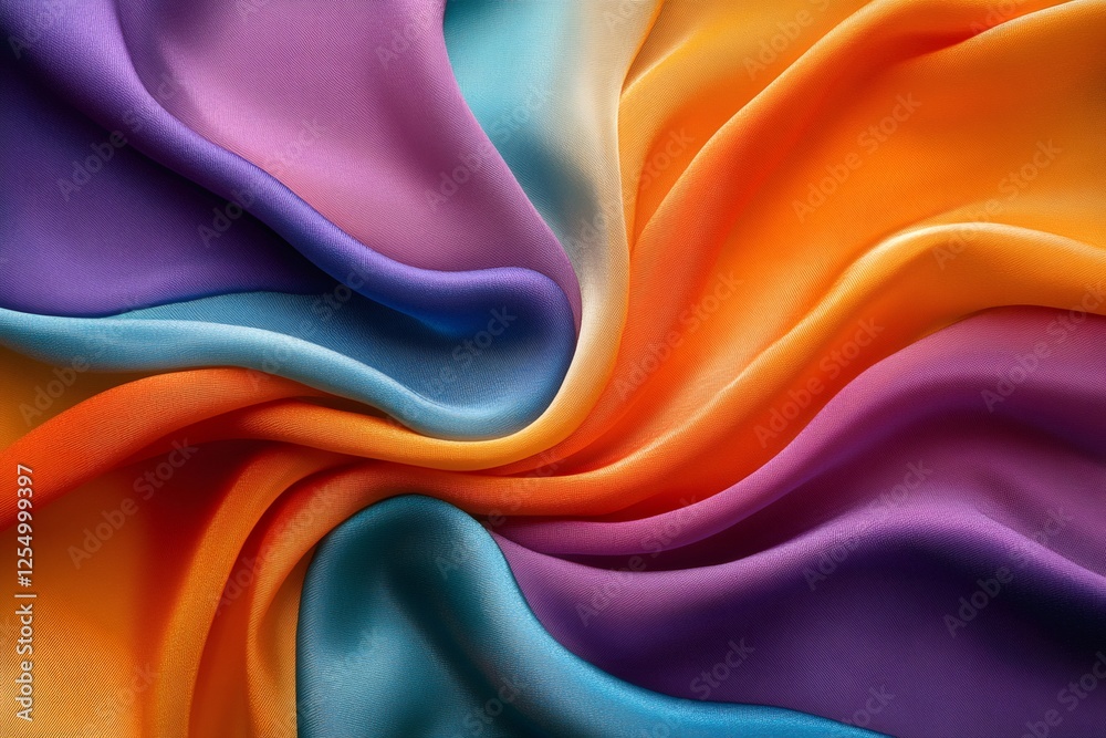 Poster vibrant swirling fabric in multicolor abstract design