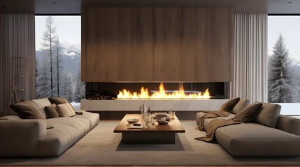 Elegant and Sophisticated Minimalist Interior Design with Sleek Furniture and Warm Inviting Atmosphere Perfect for High End Residential Living Spaces