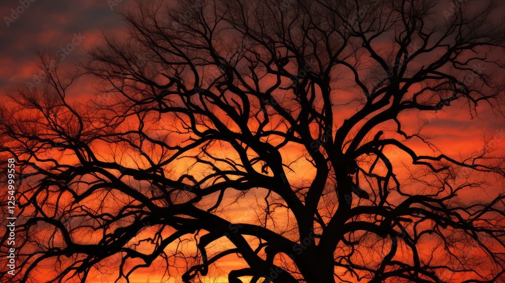 Wall mural sunsky locust tree