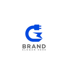 Electric Plug Letter G Logo Design Brand Identity