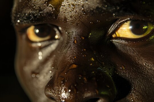 Close-up of eyes with water droplets