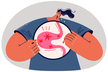 Unhealthy man suffer from gastric problems