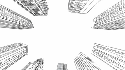 Urban Sketch Illustration: High-Rise Buildings