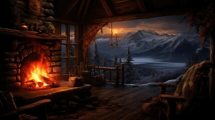 Obraz premium rustic warm fire