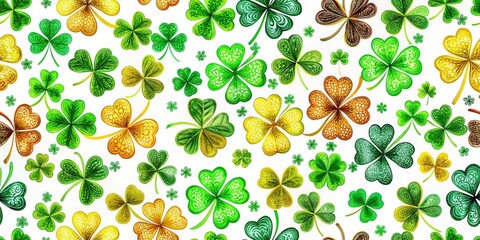 Subtle Shamrock Designs: Elegant Green Foliage Background for St. Patrick's Day