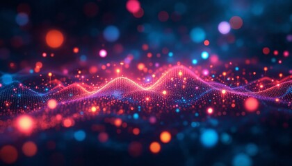 Fototapeta premium Abstract Data Visualization with Glowing Particles and Dynamic Landscape