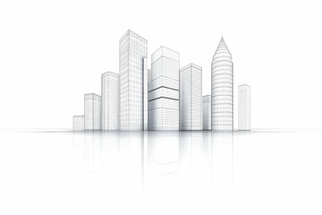 Fototapeta premium 3D Wireframe Cityscape Illustration