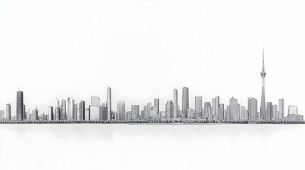 Naklejka premium Cityscape Line Art Illustration