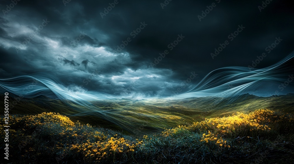 Aufkleber dynamic waves and shifting angles in nature landscape dramatic environment captivating visuals abstr