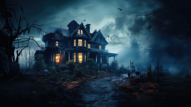 fog halloween blue